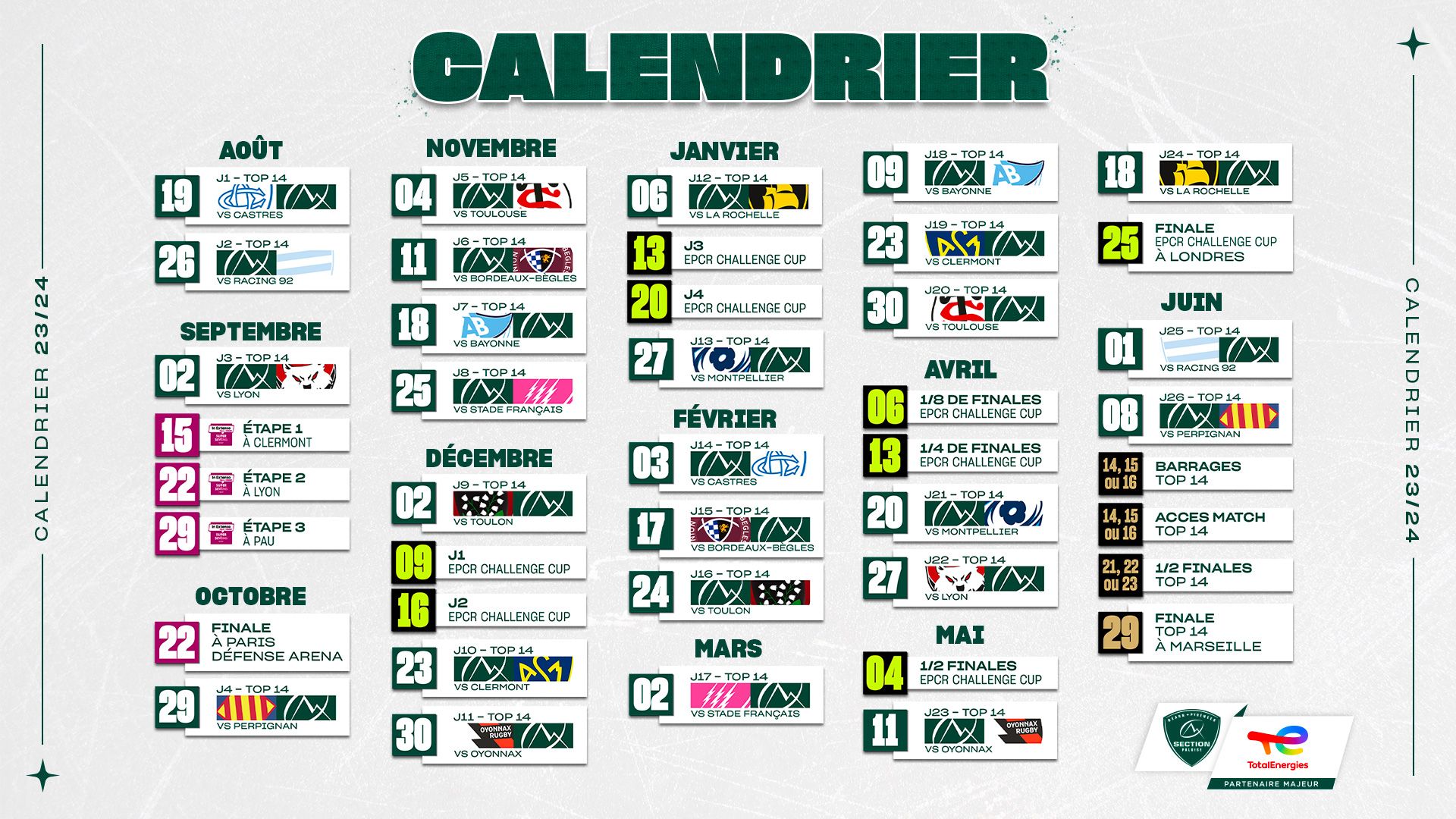 Section Paloise Calendrier Essor Groupe